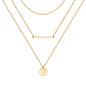 3pcs Dainty Layered Choker Necklace, Handmade 14K Gold Plated Y Pendant Necklace Multilayer Bar Disc Necklace Adjustable Layering Choker Necklaces For Women
