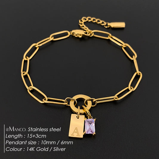Bracelet tendance pour femme avec strass et lettres assorties
